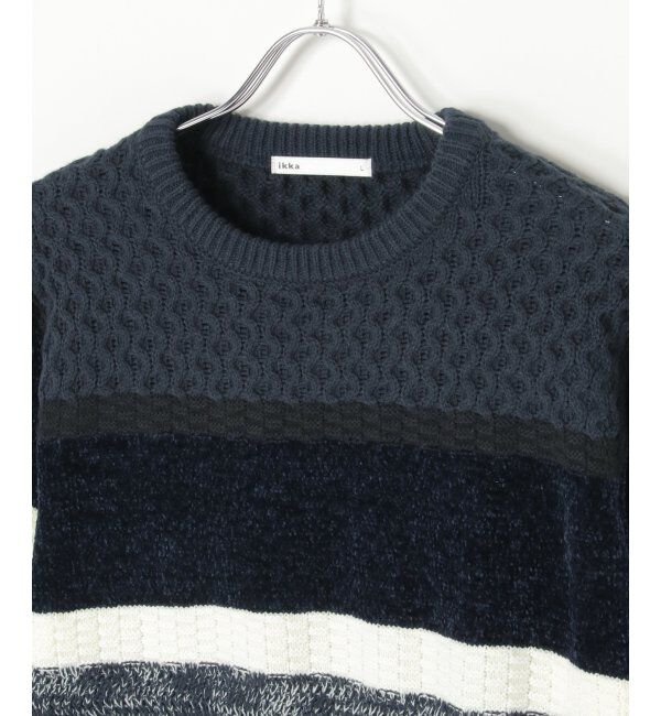 ikka「モールミックスボーダーニット」|プルオーバー|