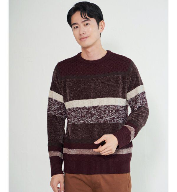 ikka「モールミックスボーダーニット」|プルオーバー|