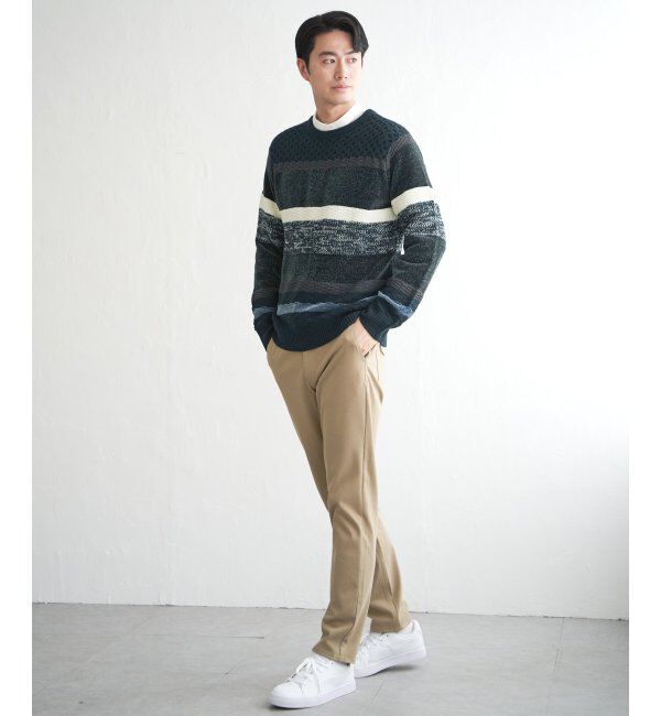 ikka「モールミックスボーダーニット」|プルオーバー|