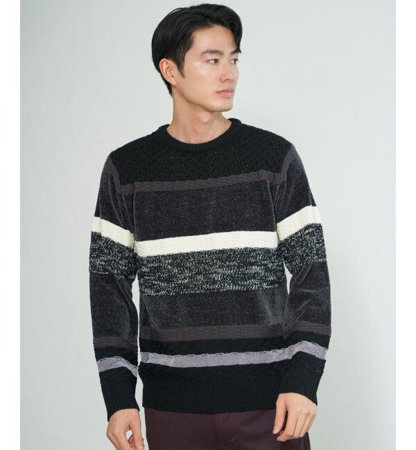 ikka「モールミックスボーダーニット」|プルオーバー|