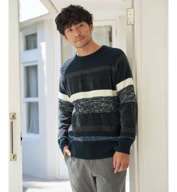 ikka「モールミックスボーダーニット」|プルオーバー|
