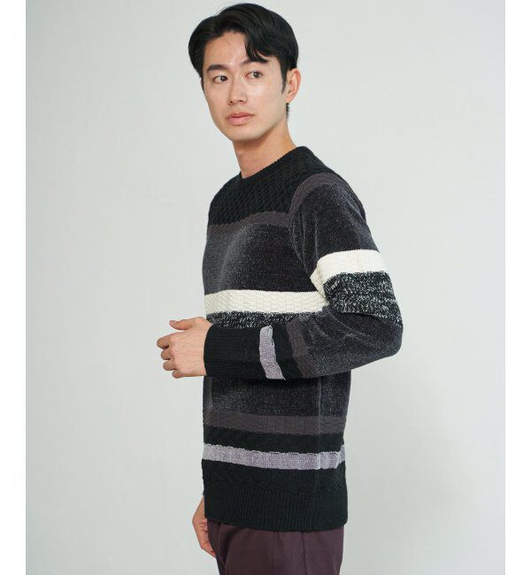 ikka「モールミックスボーダーニット」|プルオーバー|