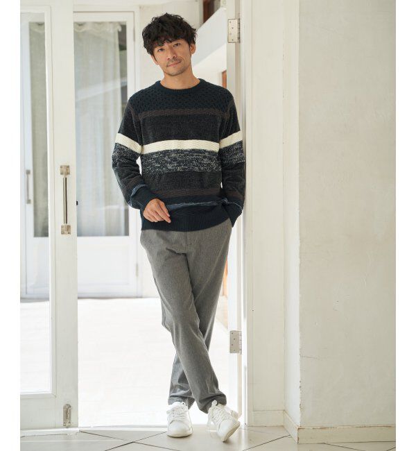 ikka「モールミックスボーダーニット」|プルオーバー|