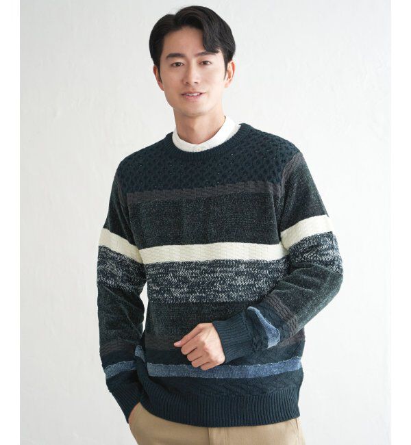 ikka「モールミックスボーダーニット」|プルオーバー|
