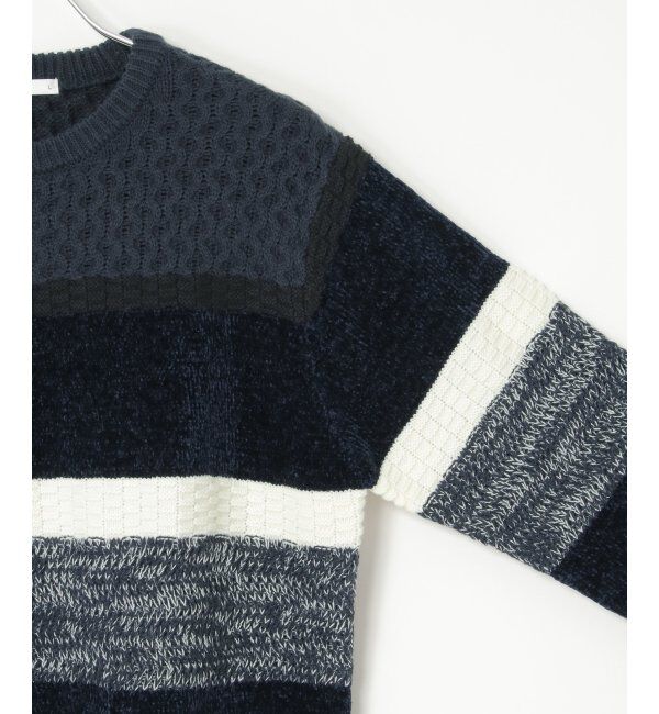 ikka「モールミックスボーダーニット」|プルオーバー|