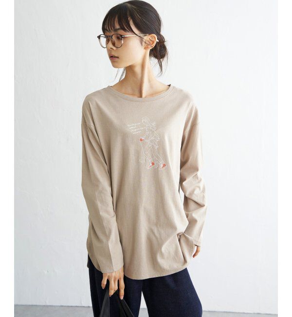 Lbc with Life「GIRLプリントロンT」|Tシャツ・カットソー|ベージュ