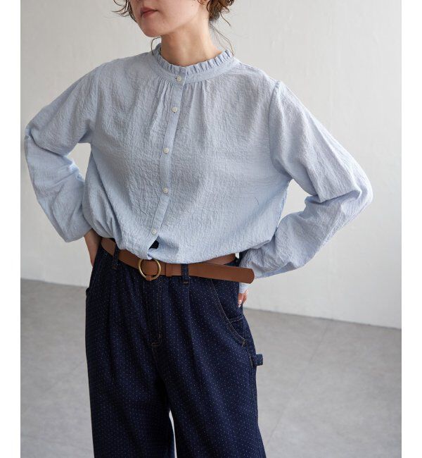 Lbc with Life「オーガニックコットン襟フリル2WAYブラウス」|シャツ・ブラウス|ライトブルー