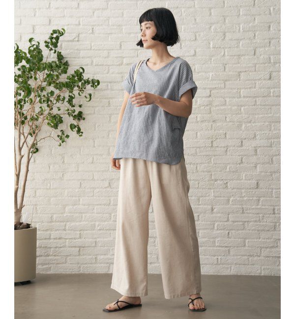 Lbc with Life「コットンPU袖ロールアップブラウス」|シャツ・ブラウス|