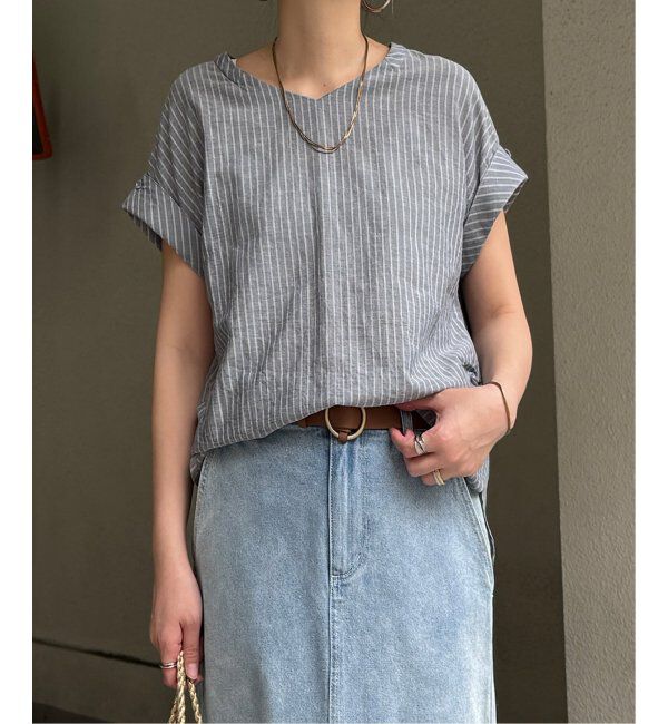 Lbc with Life「コットンPU袖ロールアップブラウス」|シャツ・ブラウス|