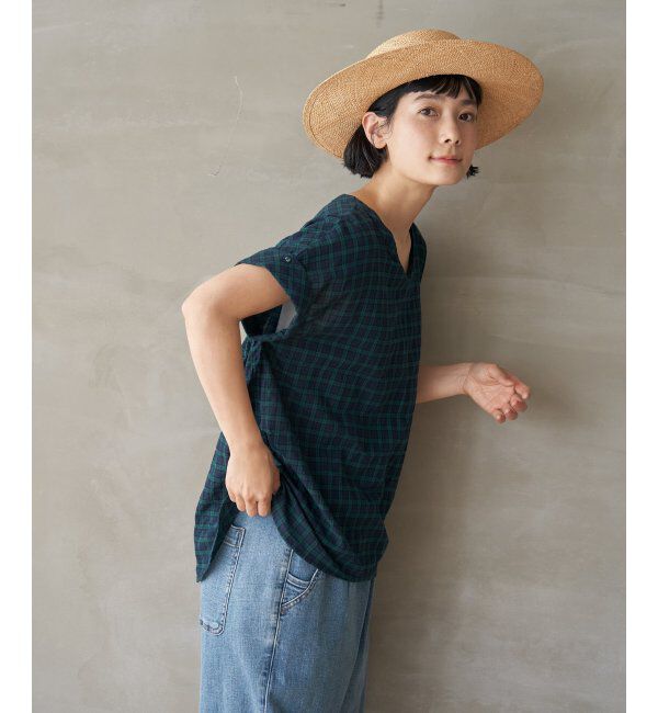 Lbc with Life「コットンPU袖ロールアップブラウス」|シャツ・ブラウス|