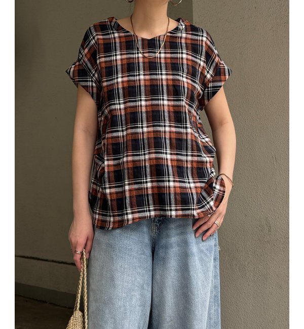 Lbc with Life「コットンPU袖ロールアップブラウス」|シャツ・ブラウス|