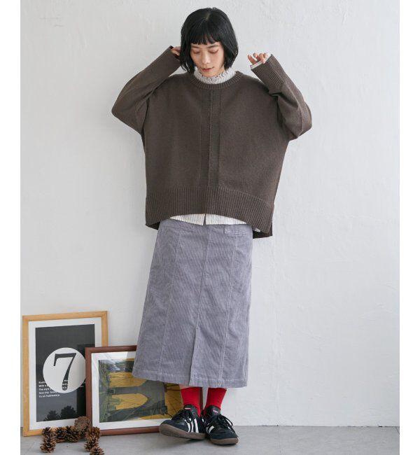 Lbc with Life「ミニブークレサイドスリットニット」|カーディガン|