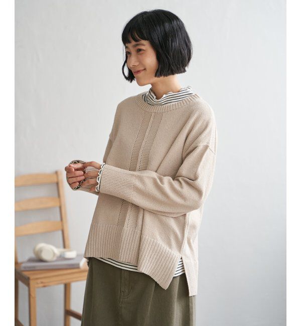 Lbc with Life「ミニブークレサイドスリットニット」|カーディガン|