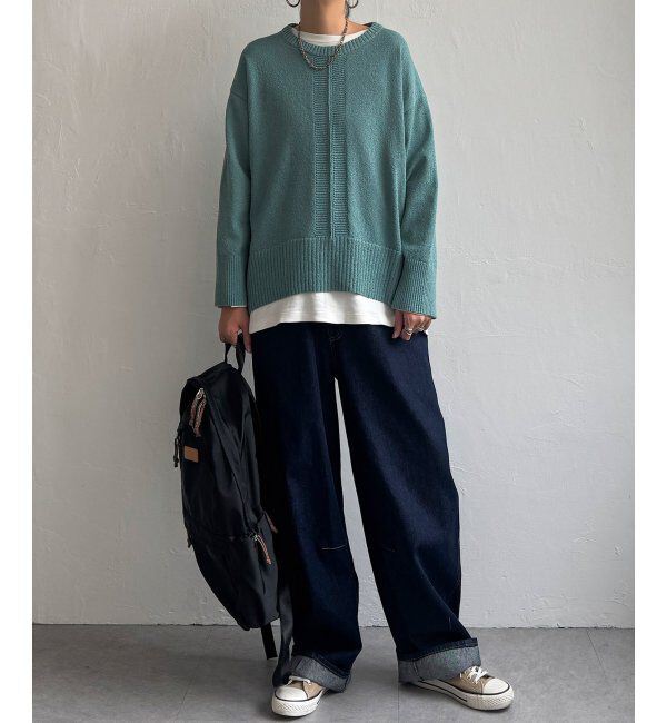 Lbc with Life「ミニブークレサイドスリットニット」|カーディガン|