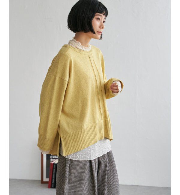 Lbc with Life「ミニブークレサイドスリットニット」|カーディガン|