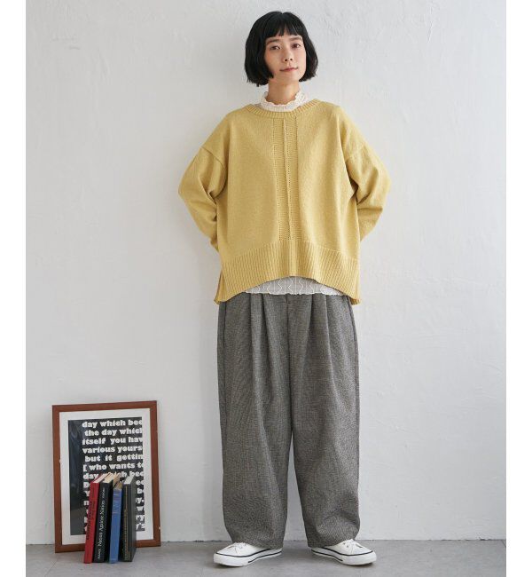 Lbc with Life「ミニブークレサイドスリットニット」|カーディガン|