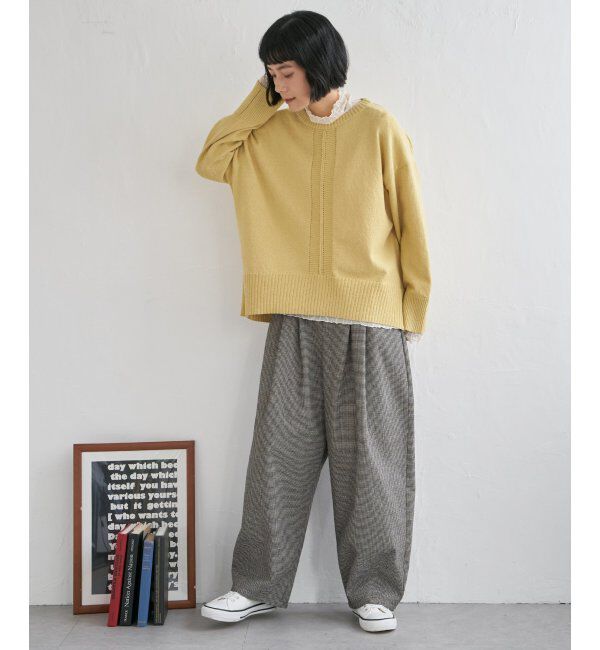 Lbc with Life「ミニブークレサイドスリットニット」|カーディガン|