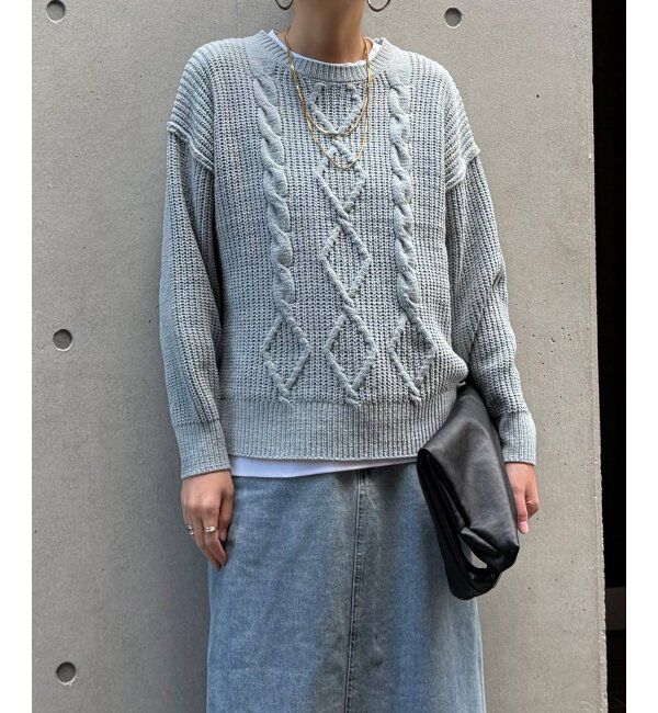 Lbc with Life「マットモールケーブルニットプルオーバー」|カーディガン|ブルー