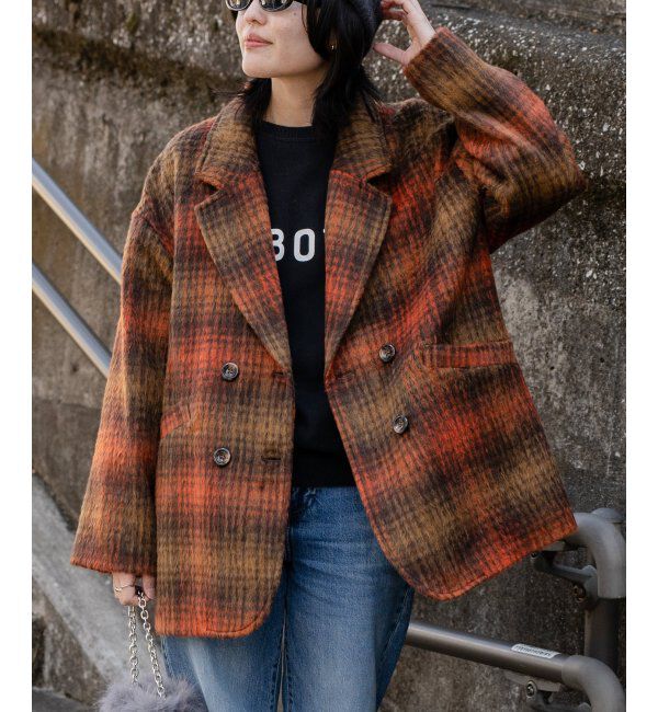 VENCE share style「チェックミドル丈ジャケット」|その他|