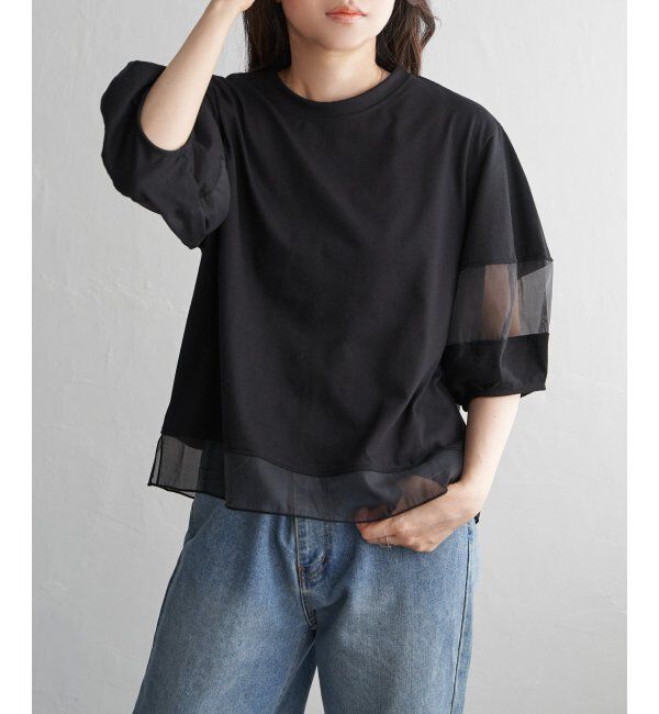 VENCE share style「袖オーガンジー切り替えプルオーバー」|その他|