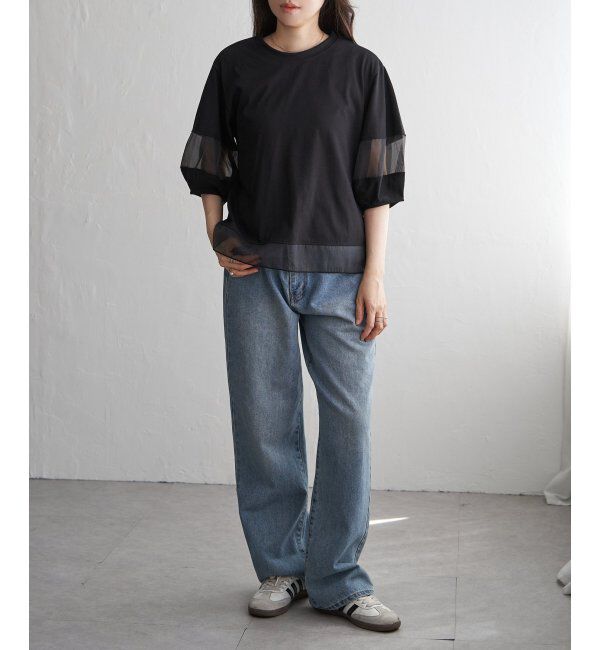 VENCE share style「袖オーガンジー切り替えプルオーバー」|その他|