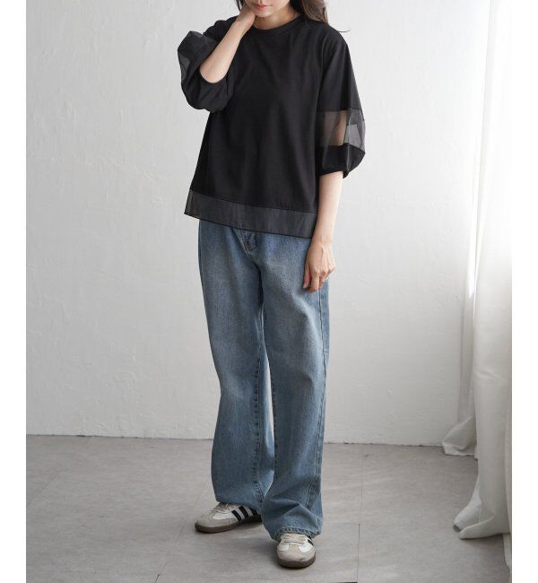 VENCE share style「袖オーガンジー切り替えプルオーバー」|その他|