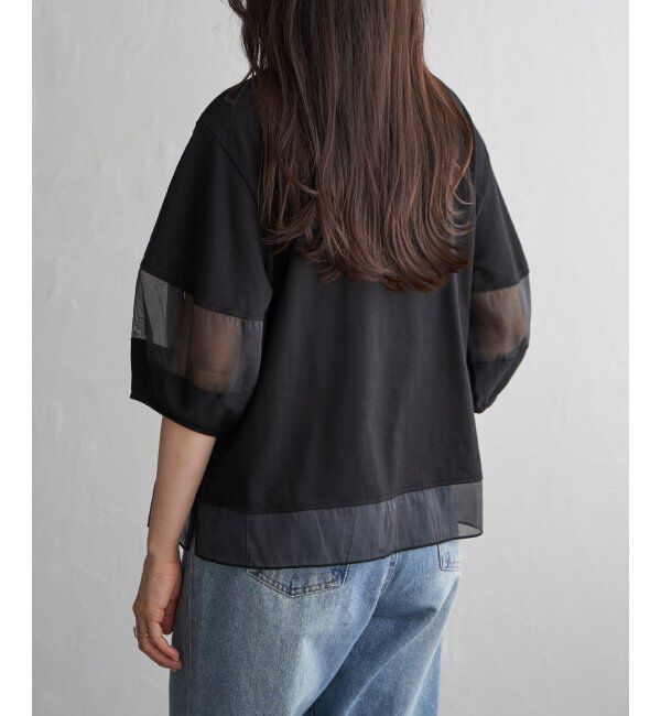 VENCE share style「袖オーガンジー切り替えプルオーバー」|その他|