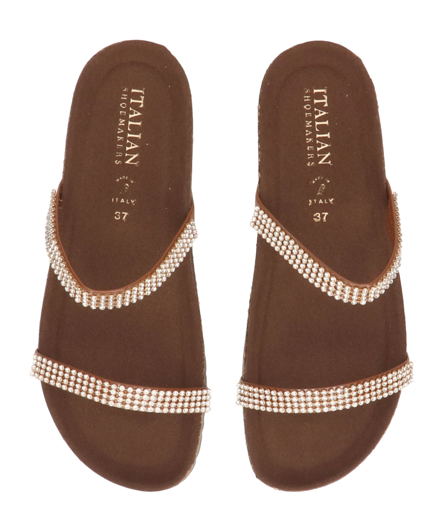 IMPORT SELECT「【ITALIAN SHOEMAKERS】ダブルラインストーンクッションインソールサンダル(952210)」|サンダル|