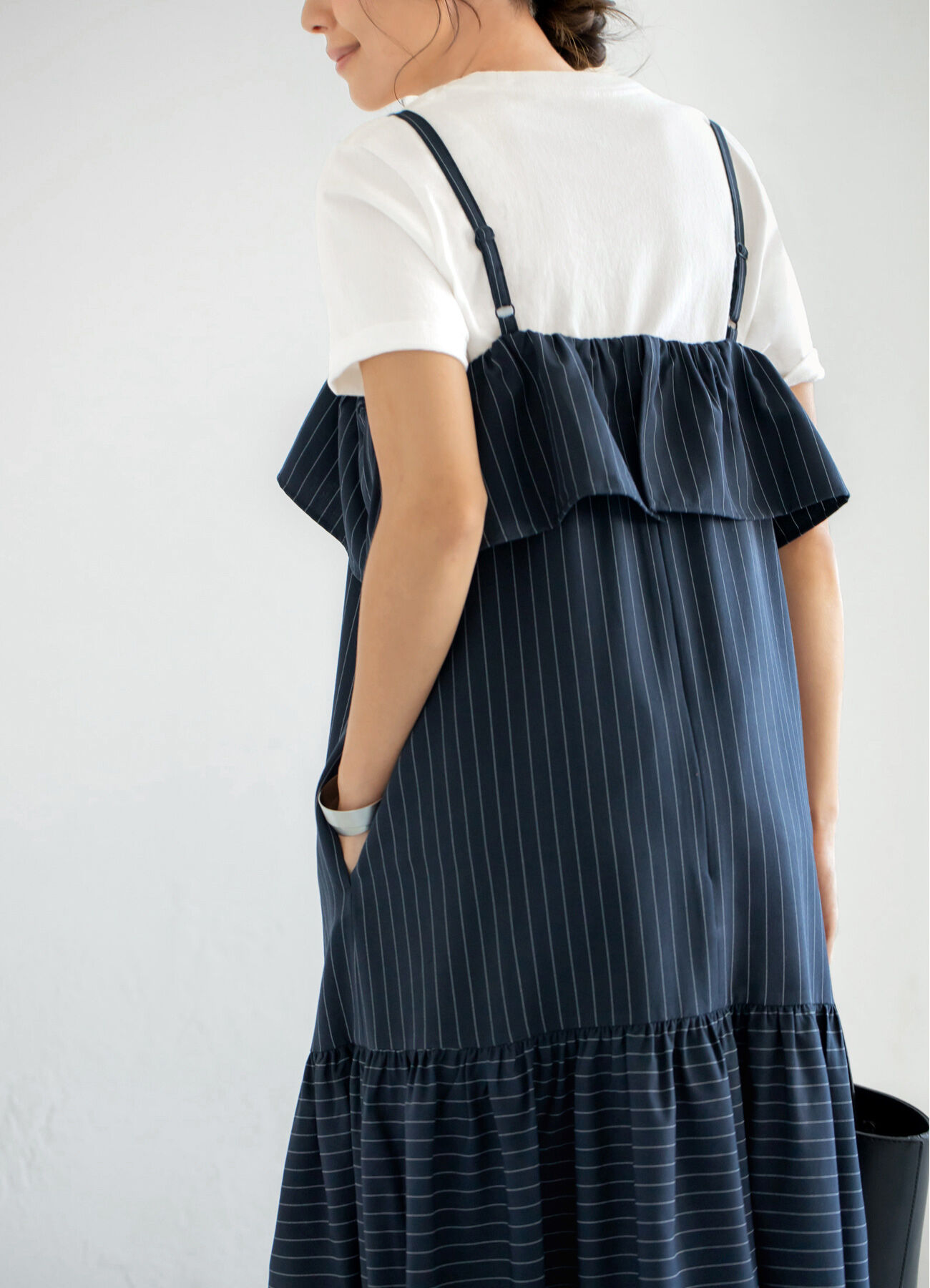 STYLE DELI「ピンストライプ柄キャミ型ジャンパースカート」|ワンピース|