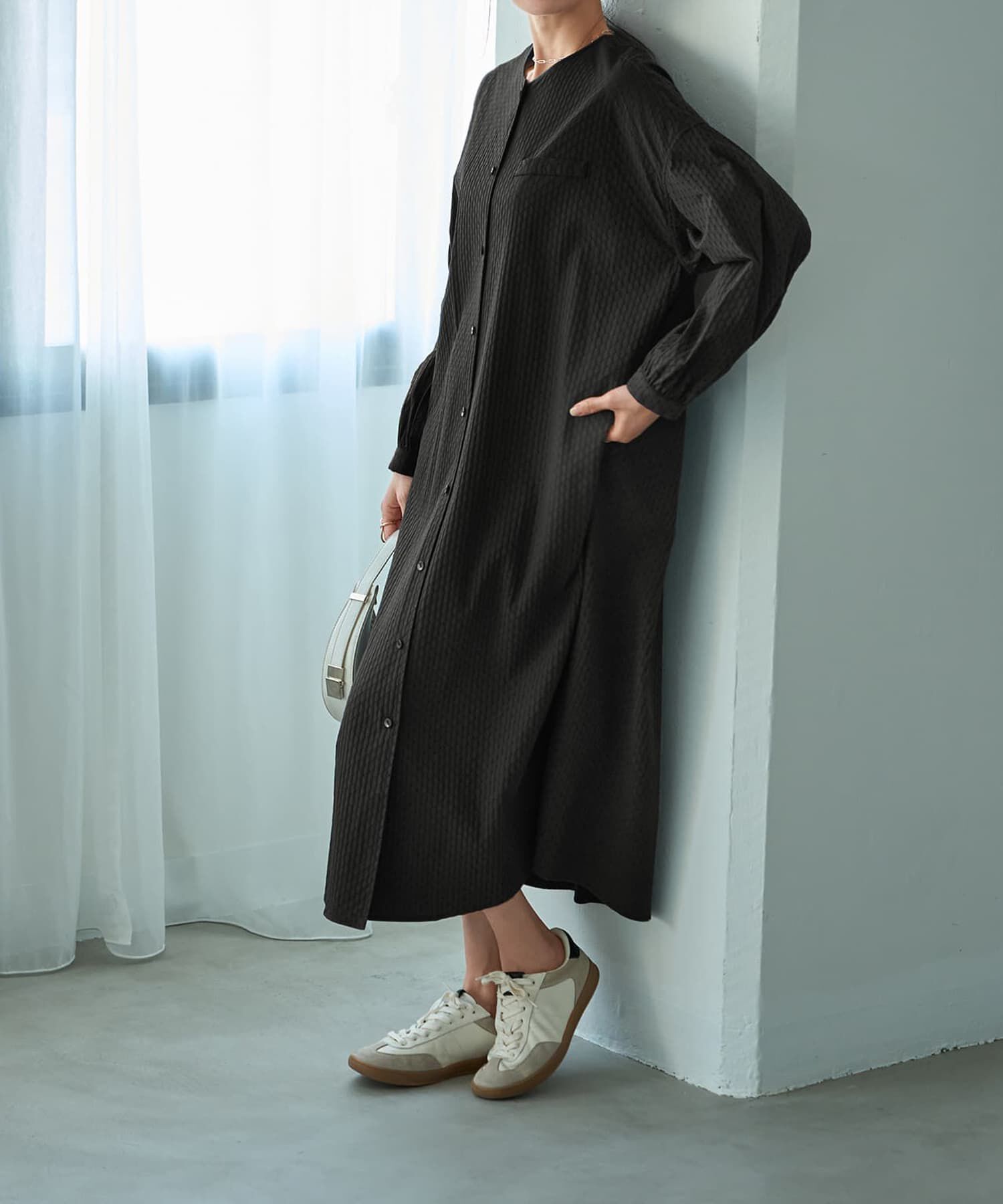 STYLE DELI「コートにもなるドビー織りドット柄ワンピース」|ワンピース|