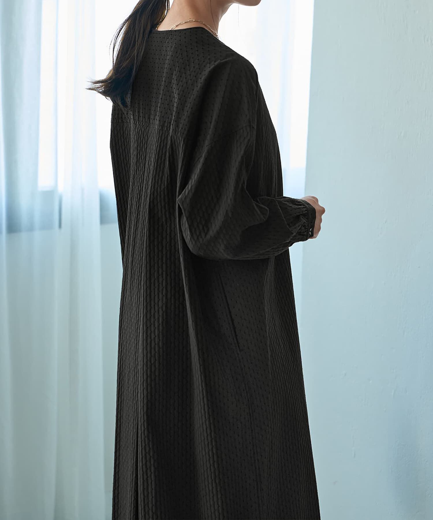 STYLE DELI「コートにもなるドビー織りドット柄ワンピース」|ワンピース|