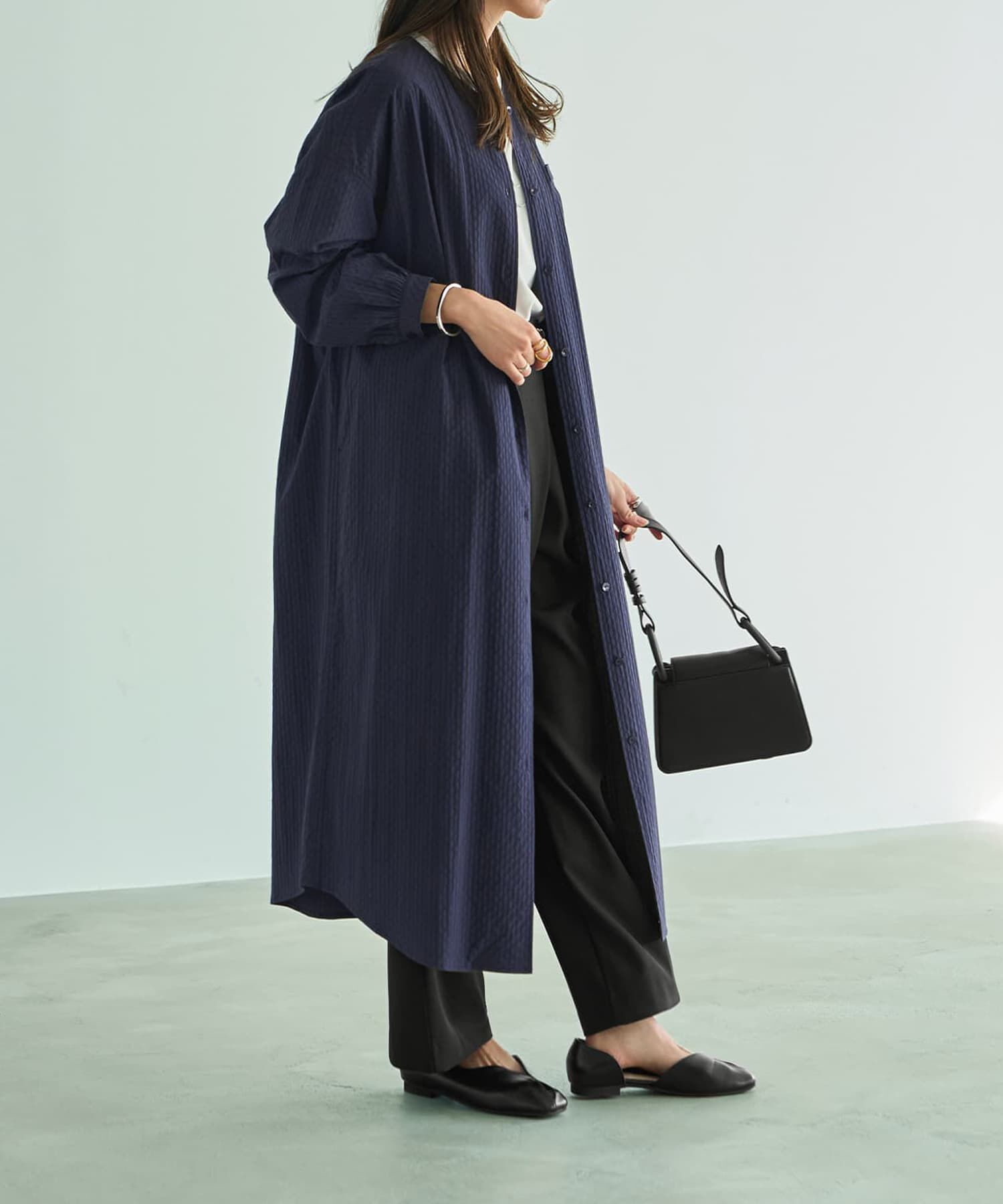 STYLE DELI「コートにもなるドビー織りドット柄ワンピース」|ワンピース|