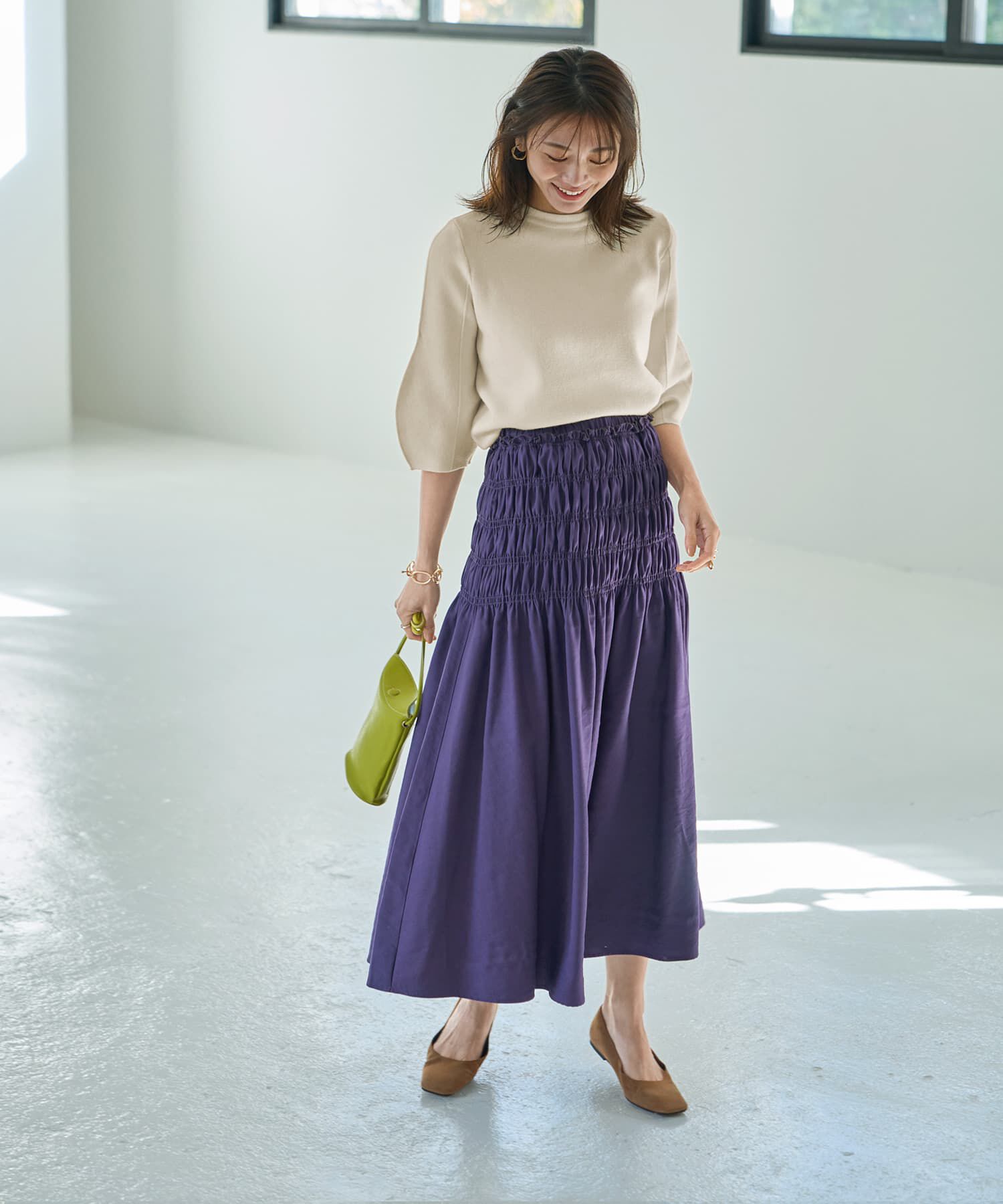 STYLE DELI「シャーリングギャザースカート」|スカート|パープル