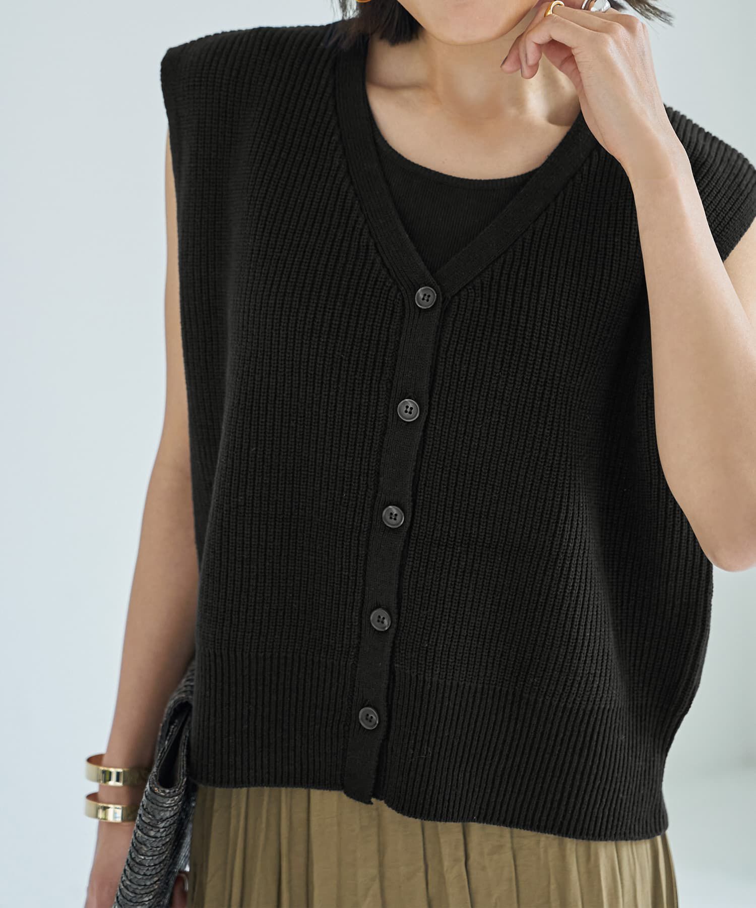 STYLE DELI「片畦編みサマーニットベスト」|ベスト・ジレ|