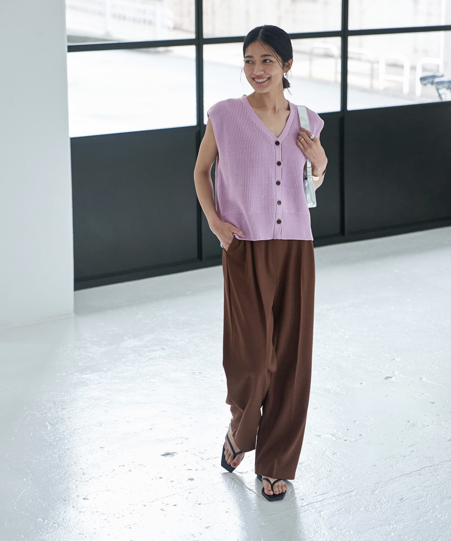 STYLE DELI「片畦編みサマーニットベスト」|ベスト・ジレ|