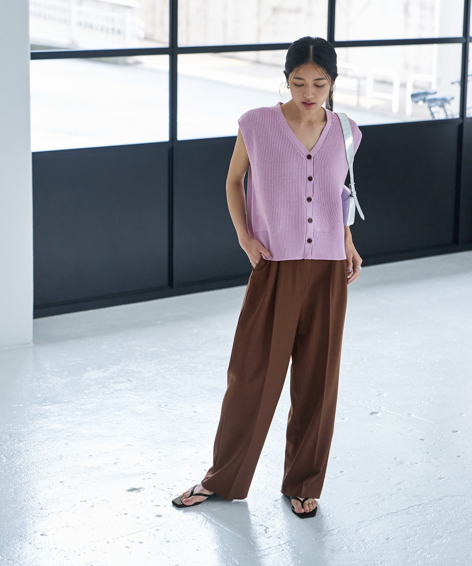 STYLE DELI「片畦編みサマーニットベスト」|ベスト・ジレ|