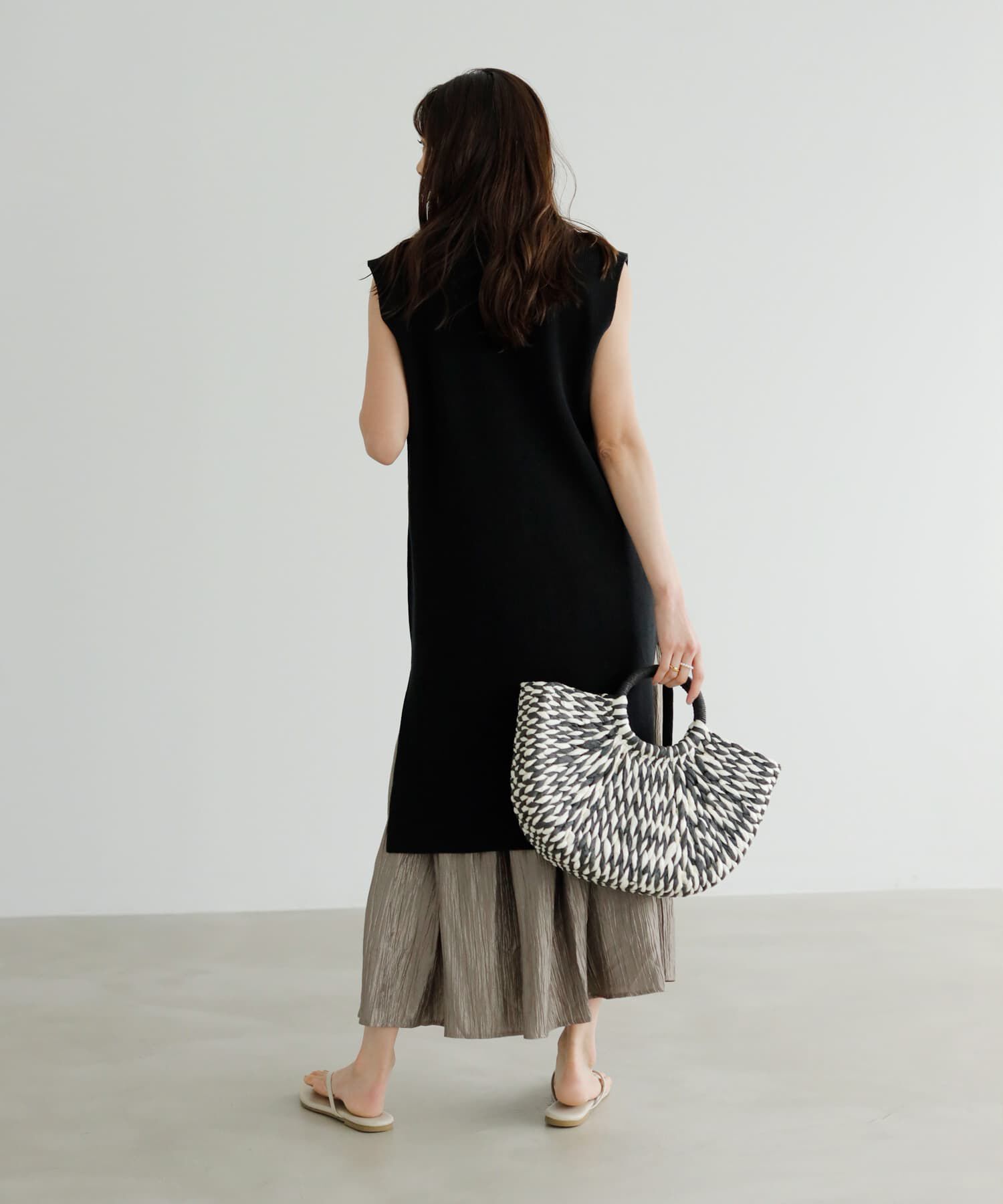 STYLE DELI「片畦編みサマーニットロングベスト」|ベスト・ジレ|