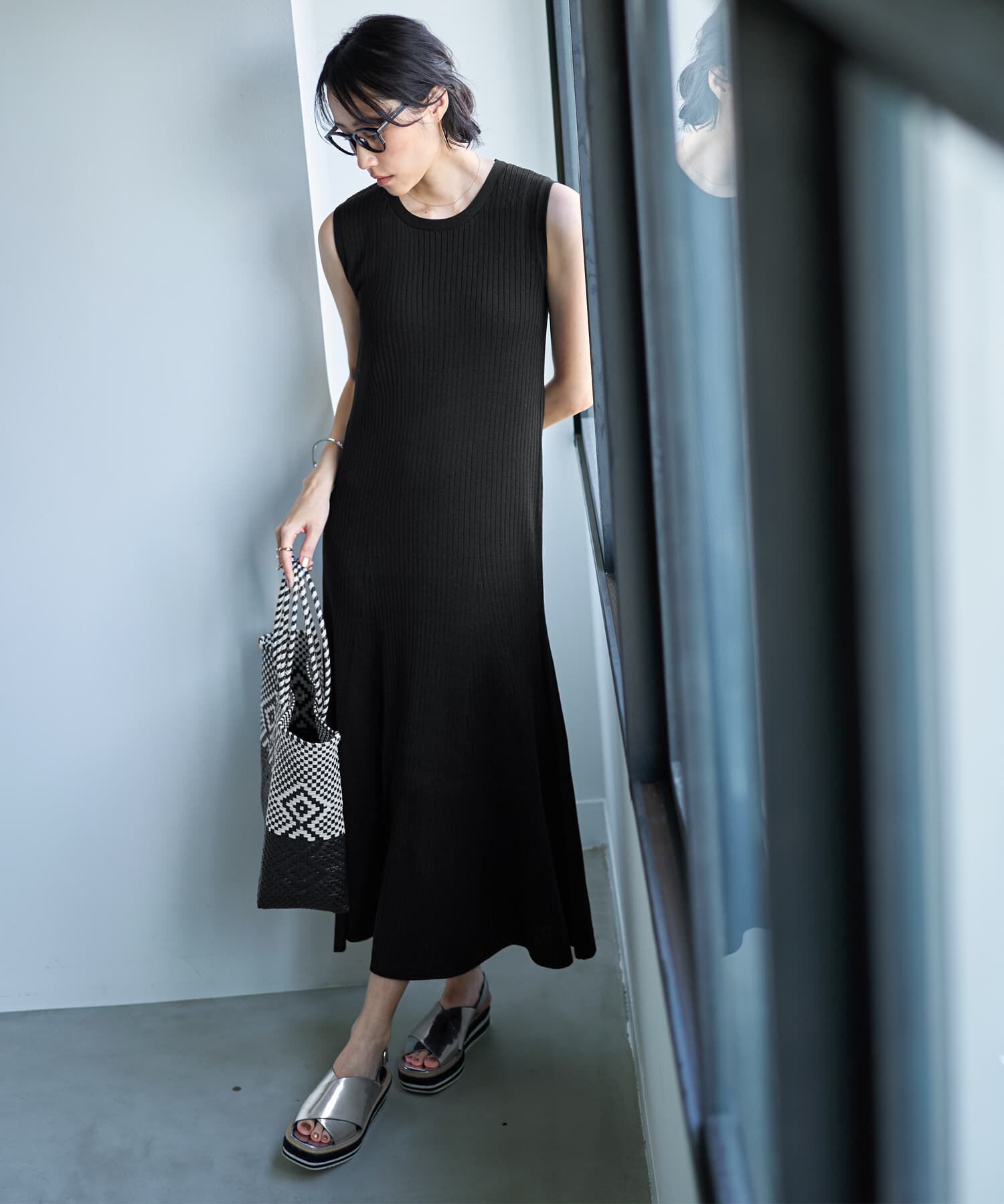 STYLE DELI「【ドライ質感】リブ編みマーメイドワンピース」|ワンピース|