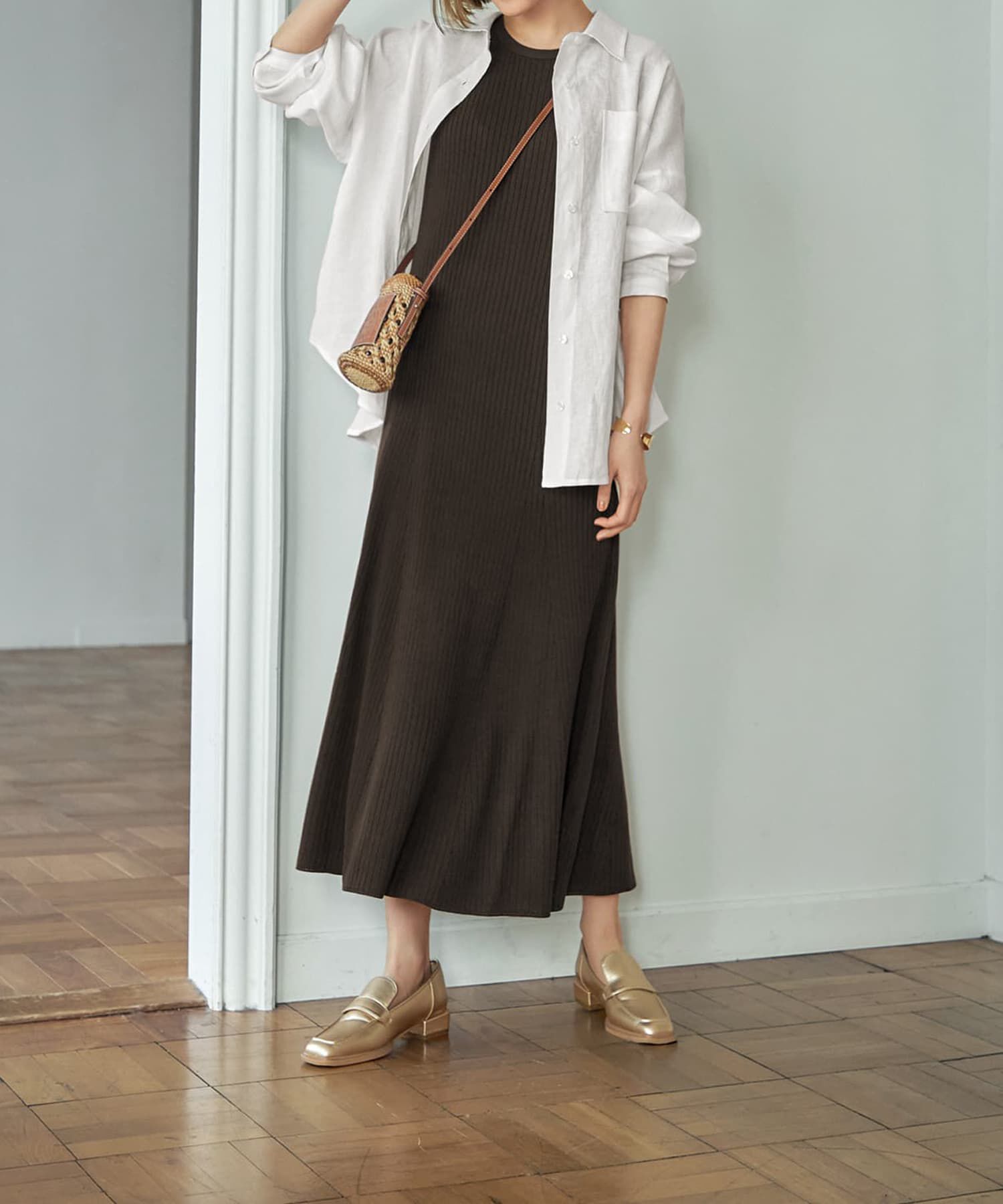 STYLE DELI「【ドライ質感】リブ編みマーメイドワンピース」|ワンピース|