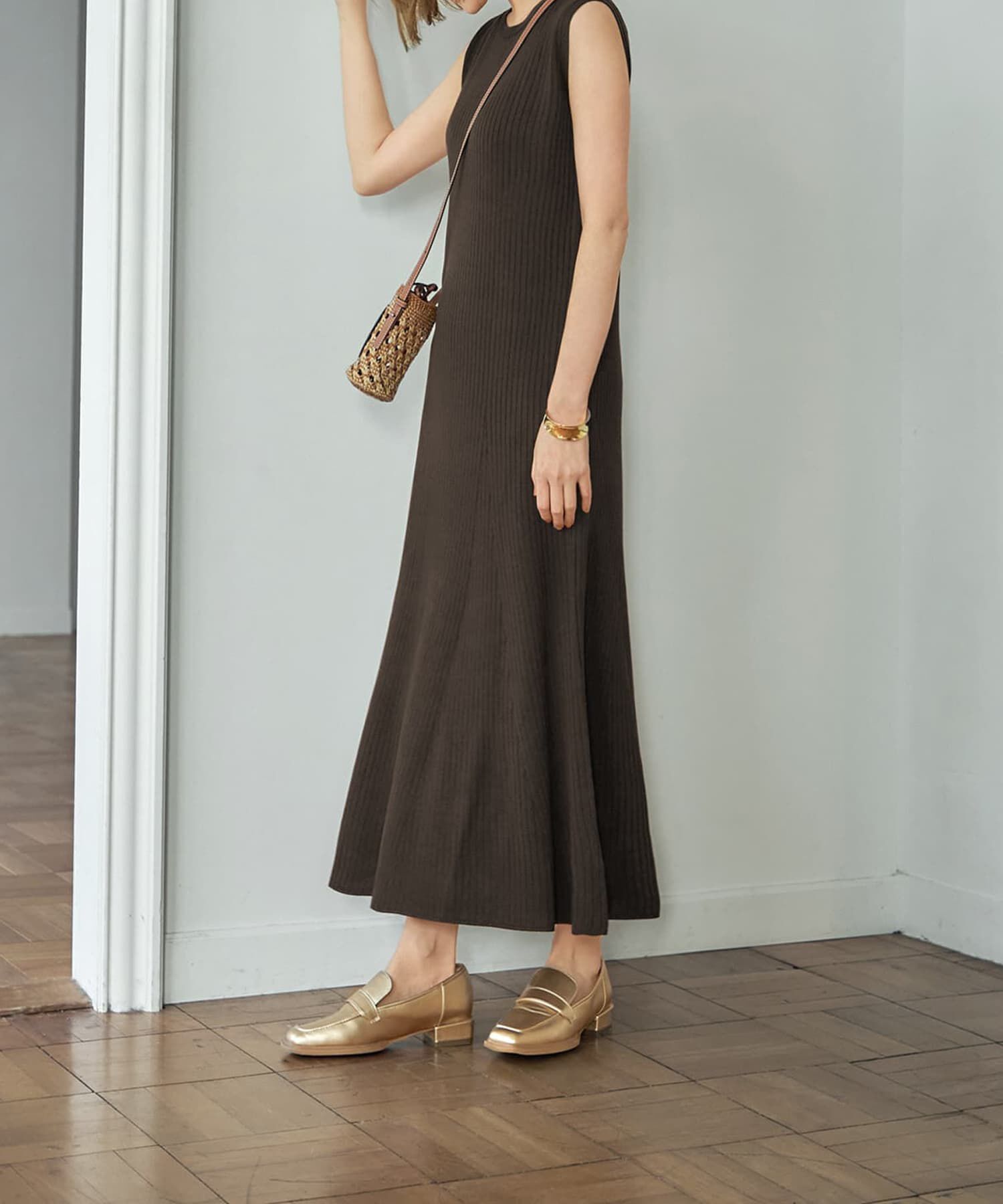 STYLE DELI「【ドライ質感】リブ編みマーメイドワンピース」|ワンピース|