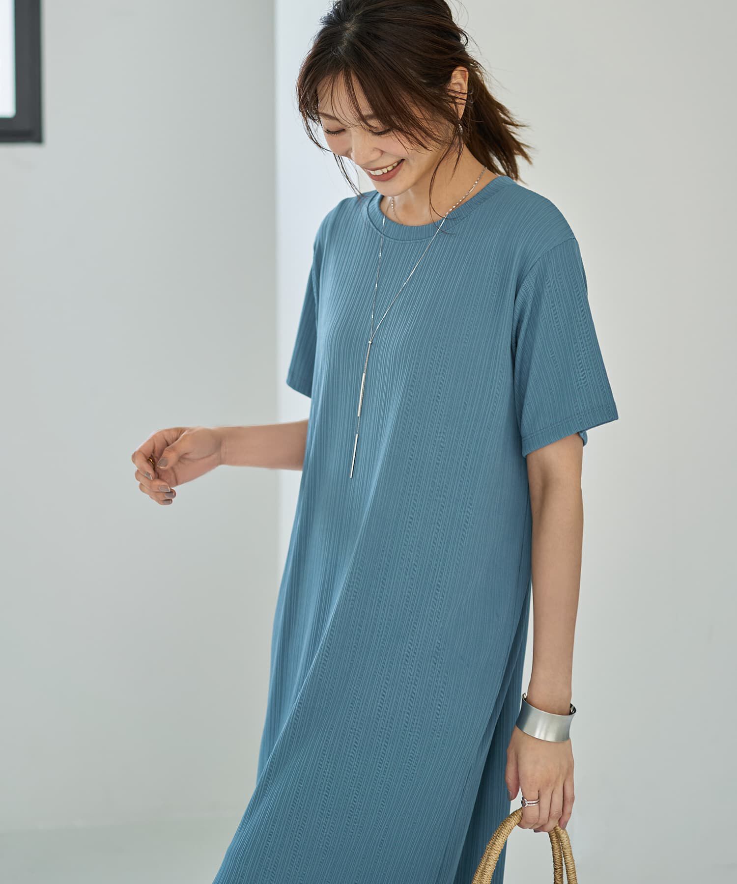 STYLE DELI「とろみ落ち感カットソー半袖ワンピース」|ワンピース|