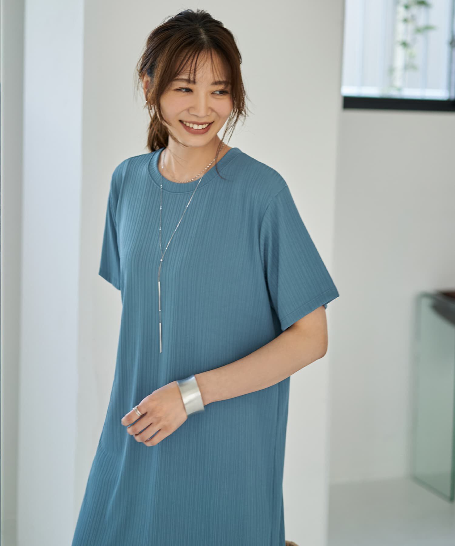 STYLE DELI「とろみ落ち感カットソー半袖ワンピース」|ワンピース|