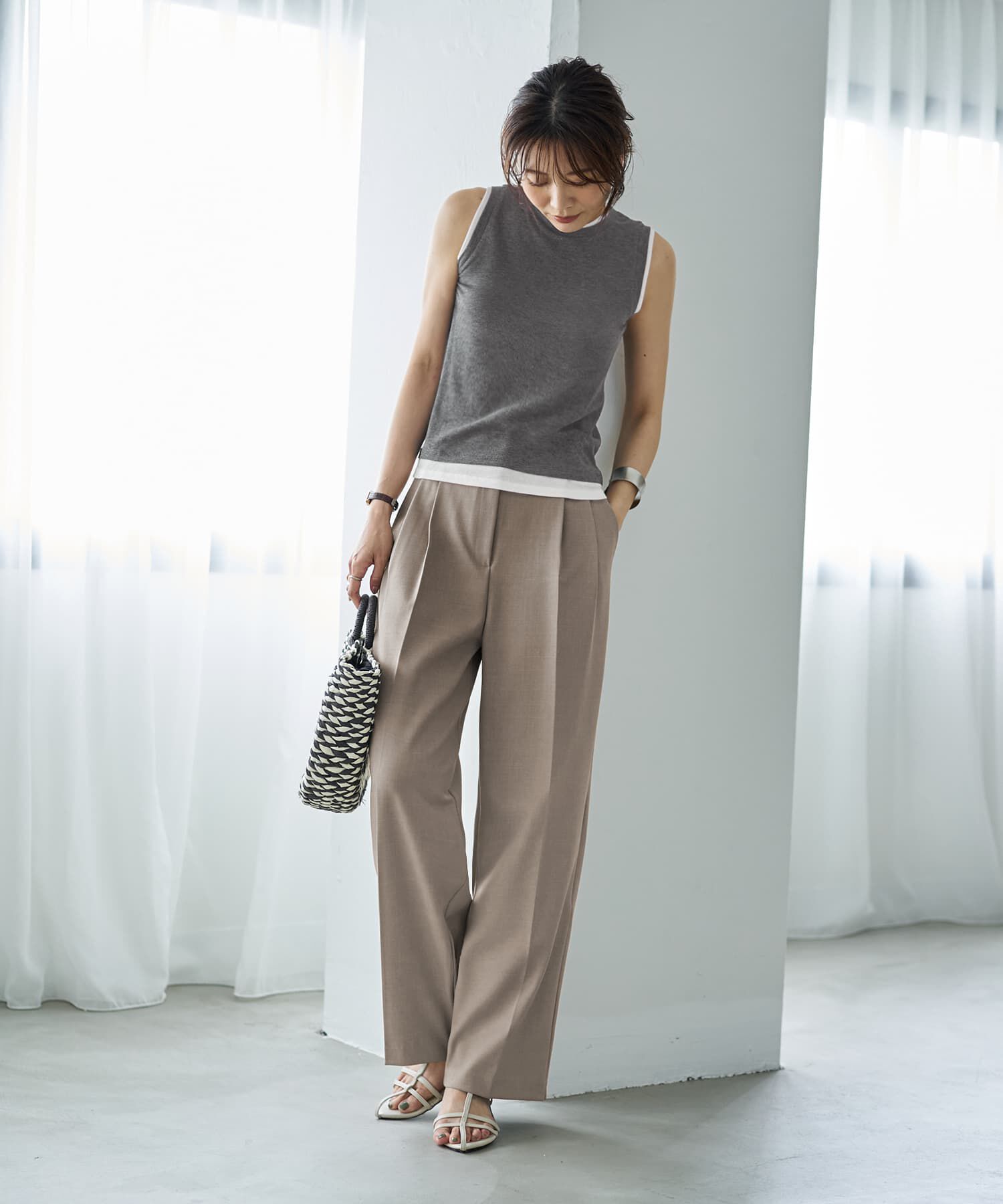 STYLE DELI「レイヤード風シアーニットソータンクトップ」|タンクトップ|