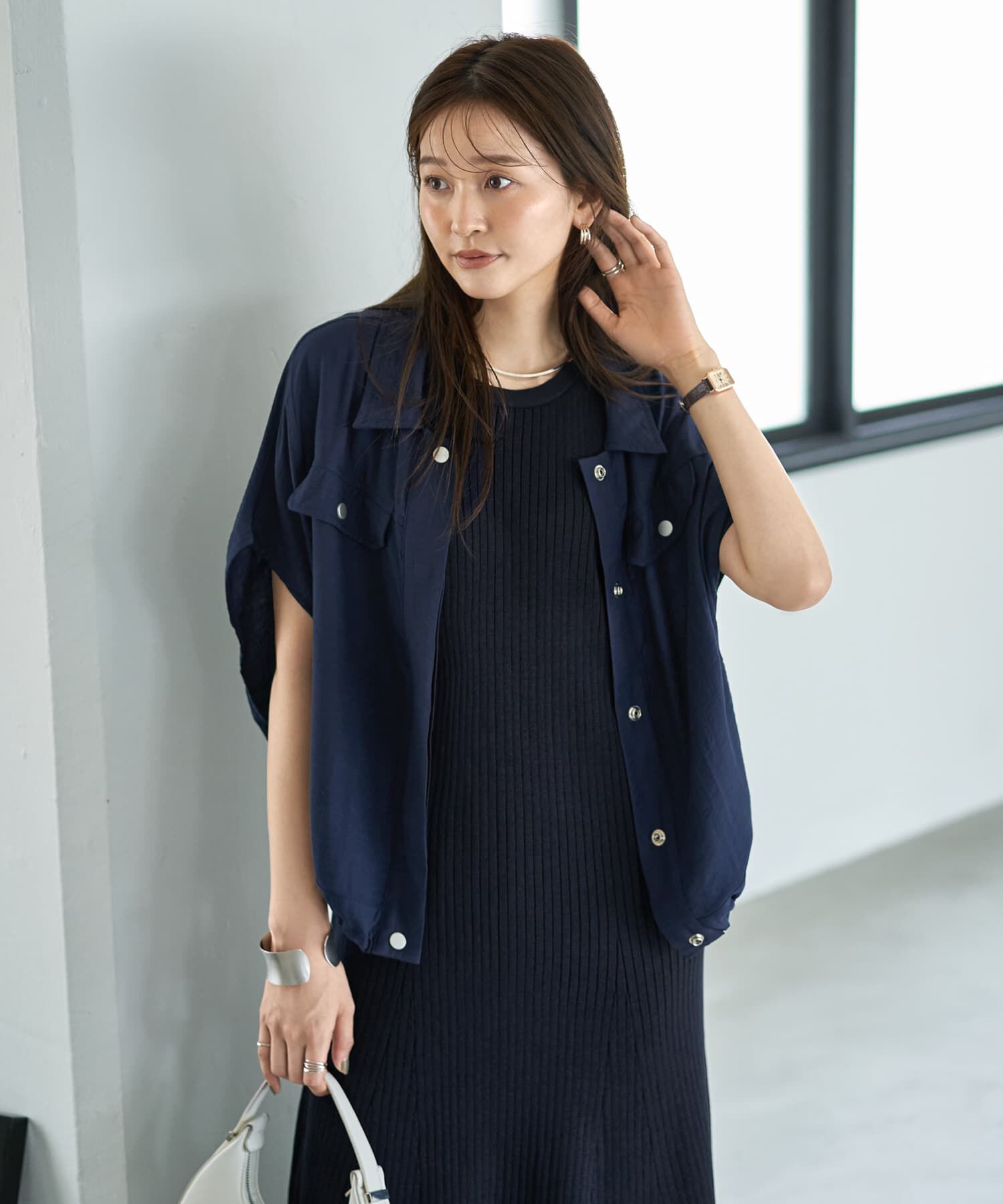 STYLE DELI「くったりシャツ型スナップブルゾンB」|その他|ネイビー