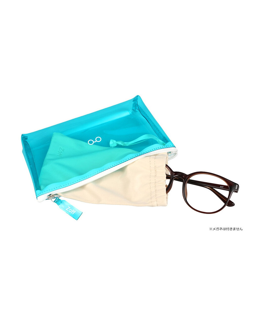  「メガネポーチ（メガネ拭き素材の巾着付き）｜クリアポーチ メガネケース サングラスケース メガネクロス」|サングラス|ブルー