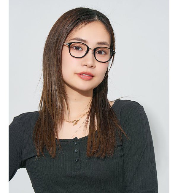  「ウェリントン型 メガネ | コンビネーションフレーム チタン 軽量 レディース 大人可愛い レンズ交換券付」|メガネ|