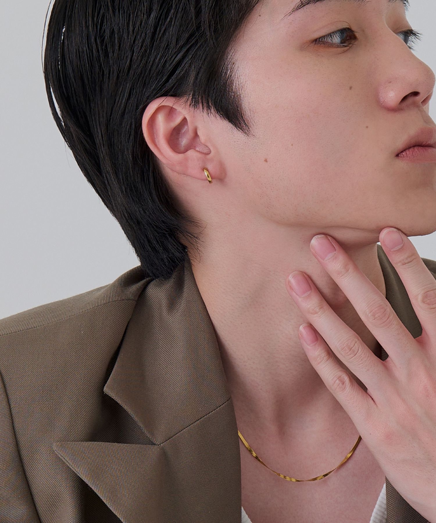 Phoebe「【金属アレルギー対応】ワンタッチメタルフープミニピアス　ゴールド/サージカルステンレス」|ピアス|