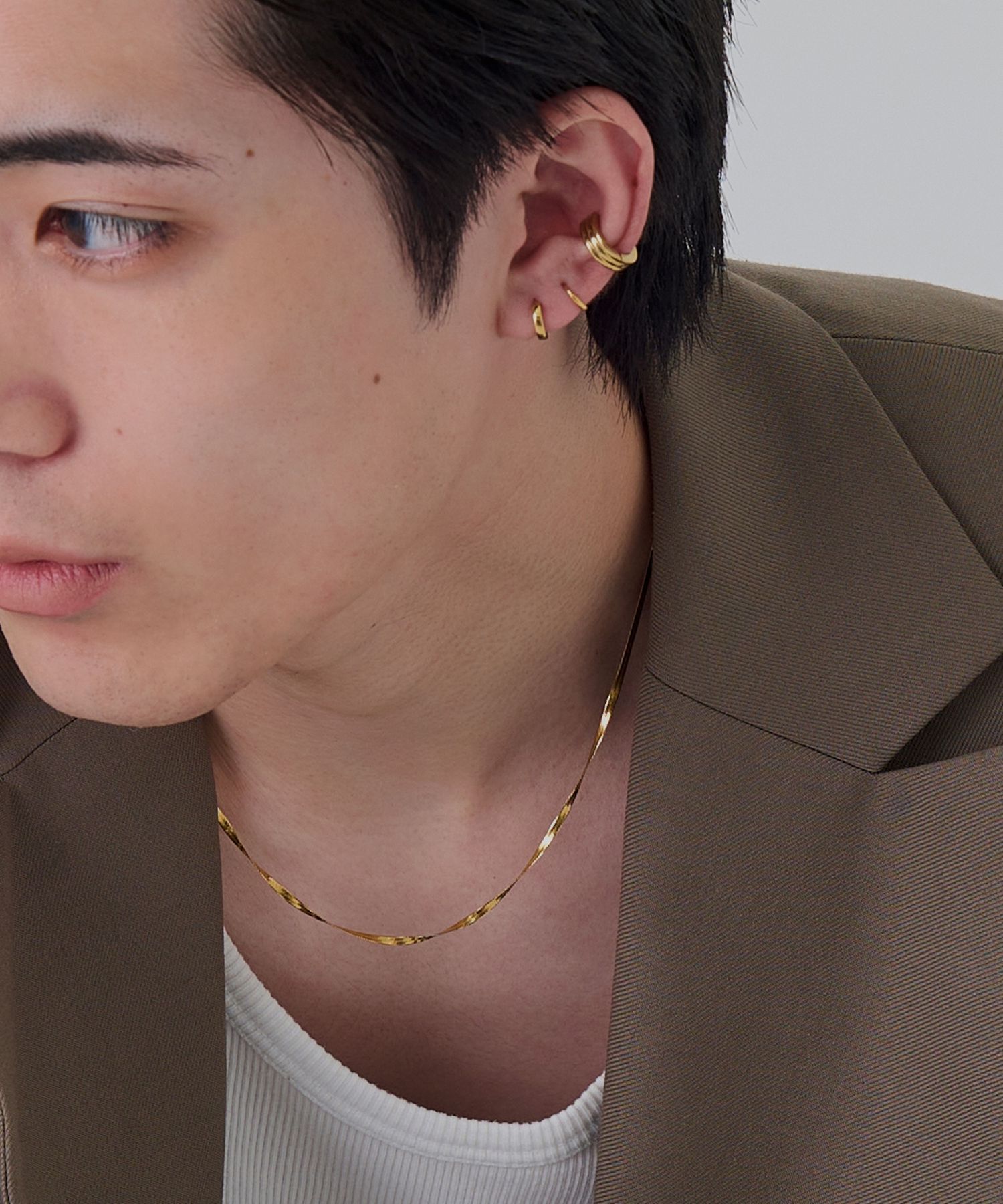 Phoebe「【金属アレルギー対応】ワンタッチメタルフープミニピアス　ゴールド/サージカルステンレス」|ピアス|