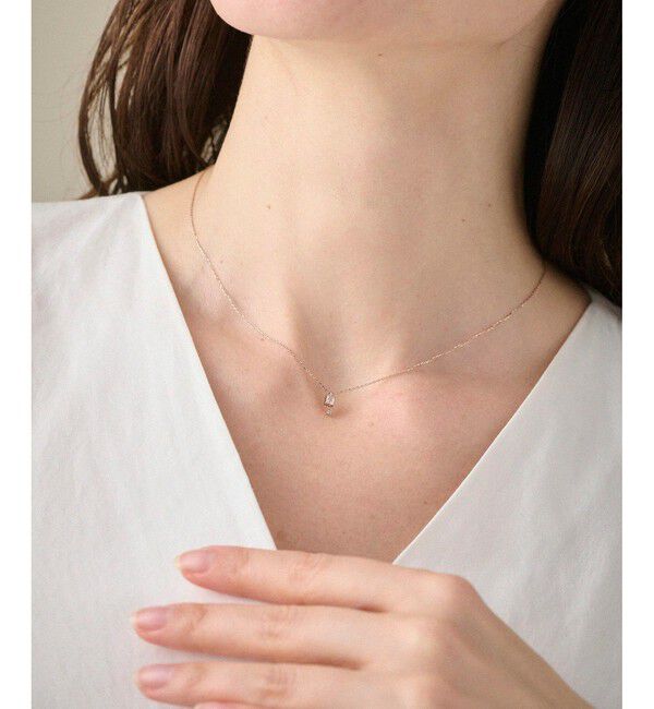 ete「K10MPG ミストピンク ホワイトトパーズ/ブラウンダイヤモンド ネックレス」|ネックレス|