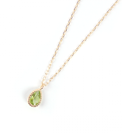  「ペリドット ペアシェイプ ネックレス | K10YG」|ネックレス|